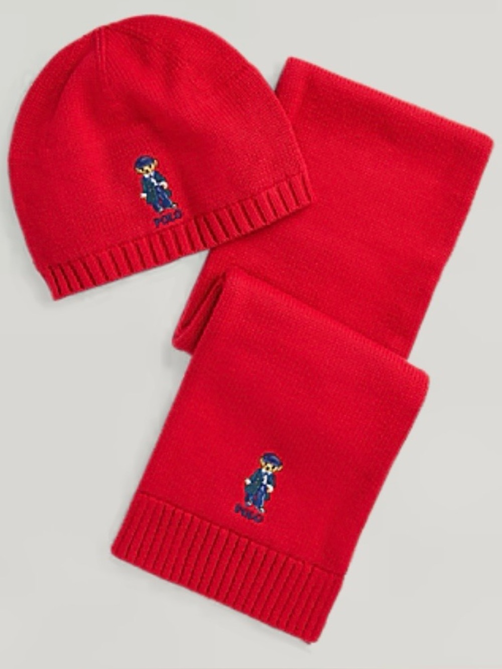 Polo Bear Cotton-Blend Hat & Scarf Set
Red Girls